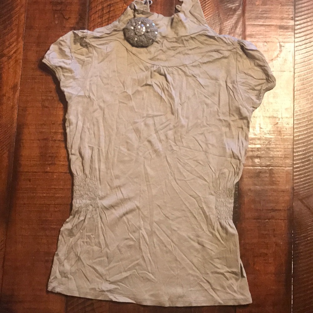 ZARA Gray Mock Nexk Top Cap Sleeves